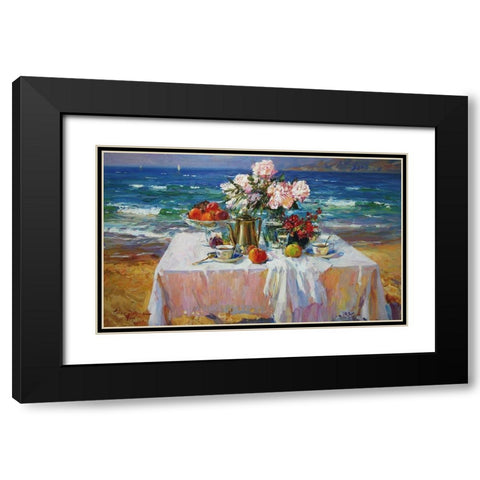 A Table by the Sea II Black Modern Wood Framed Art Print with Double Matting by Sviridov, Sergei