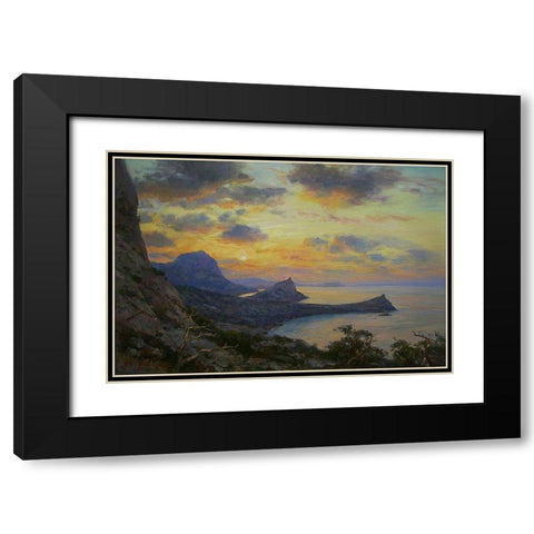 Sunset over  the Sea Black Modern Wood Framed Art Print with Double Matting by Sviridov, Sergei