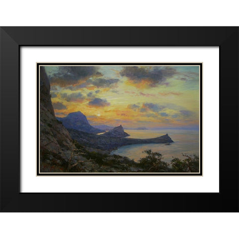 Sunset over  the Sea Black Modern Wood Framed Art Print with Double Matting by Sviridov, Sergei