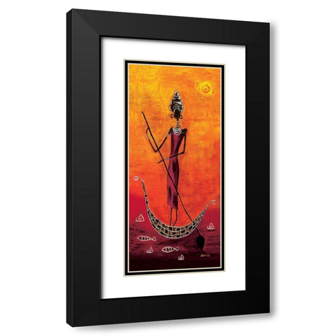 Black Girl on the Ship I Black Modern Wood Framed Art Print with Double Matting by Wagner, Dorota