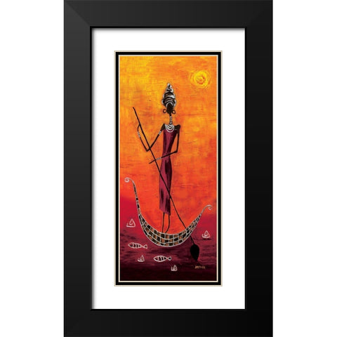 Black Girl on the Ship I Black Modern Wood Framed Art Print with Double Matting by Wagner, Dorota