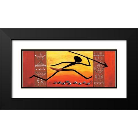 Running Huntsman Black Modern Wood Framed Art Print with Double Matting by Dahlke, Izabella