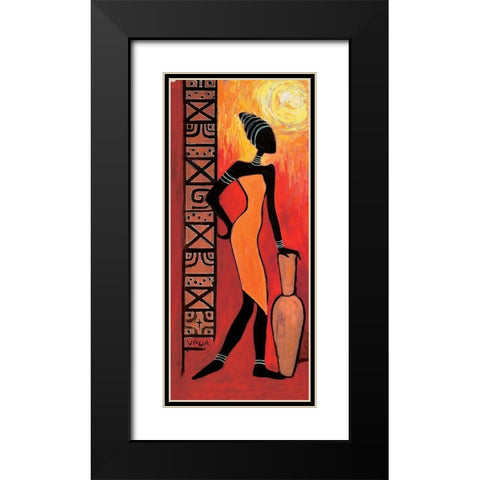 Waiting Woman Black Modern Wood Framed Art Print with Double Matting by Veda