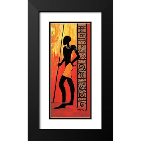 Waiting Man Black Modern Wood Framed Art Print with Double Matting by Veda