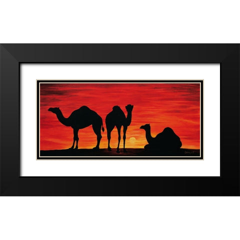 Walking Camels I Black Modern Wood Framed Art Print with Double Matting by Dahlke, Izabella