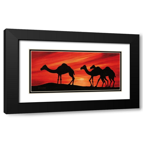 Walking Camels II Black Modern Wood Framed Art Print with Double Matting by Dahlke, Izabella