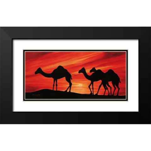 Walking Camels II Black Modern Wood Framed Art Print with Double Matting by Dahlke, Izabella