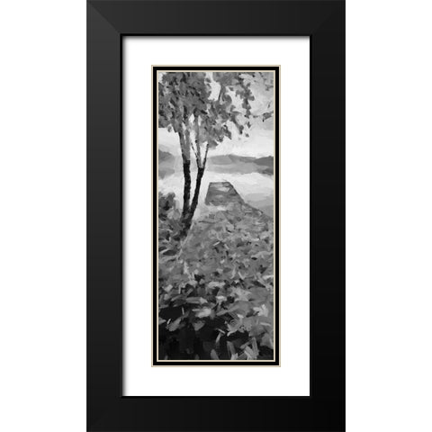 Trees by the Pier on the Lake Black Modern Wood Framed Art Print with Double Matting by Medeiros, Celito