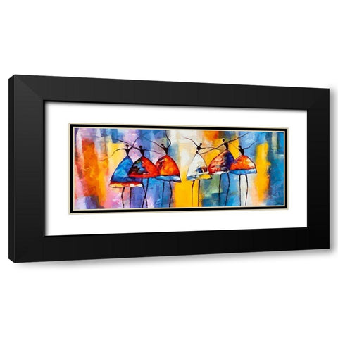 Dancers in Orange Dress V Black Modern Wood Framed Art Print with Double Matting by Medeiros, Celito