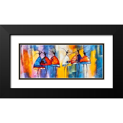 Dancers in Orange Dress V Black Modern Wood Framed Art Print with Double Matting by Medeiros, Celito
