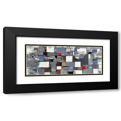 Red and White Squares II Black Modern Wood Framed Art Print with Double Matting by Medeiros, Celito