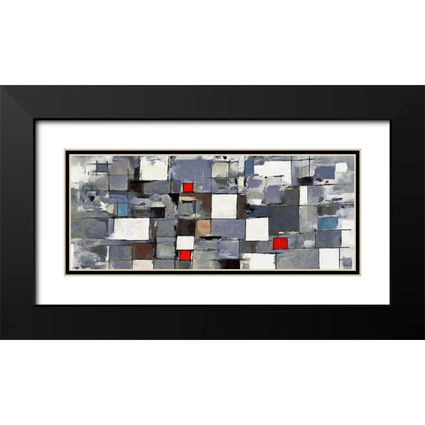 Red and White Squares II Black Modern Wood Framed Art Print with Double Matting by Medeiros, Celito