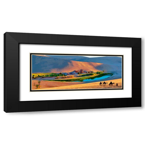 Oasis in Desert Black Modern Wood Framed Art Print with Double Matting by Medeiros, Celito