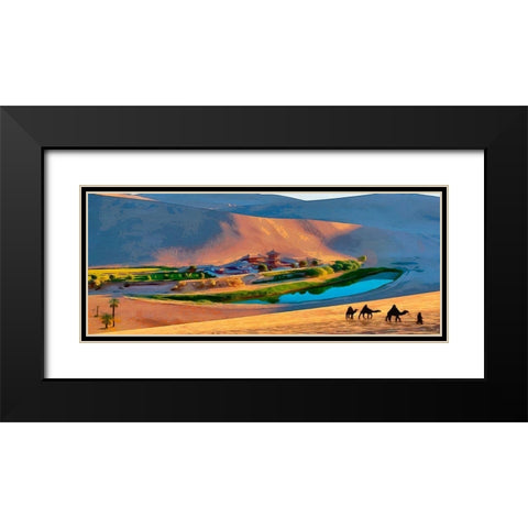 Oasis in Desert Black Modern Wood Framed Art Print with Double Matting by Medeiros, Celito