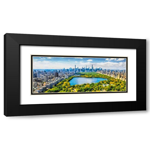View to the Central Park V Black Modern Wood Framed Art Print with Double Matting by Medeiros, Celito