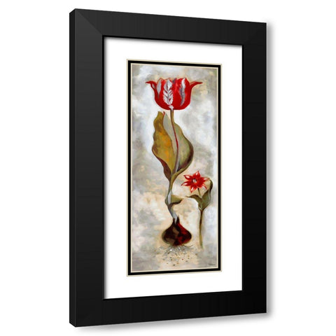 Red Tulip I Black Modern Wood Framed Art Print with Double Matting by Medeiros, Celito