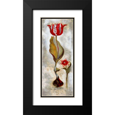 Red Tulip I Black Modern Wood Framed Art Print with Double Matting by Medeiros, Celito