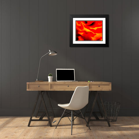Red Petal I Black Modern Wood Framed Art Print with Double Matting by Grayscale