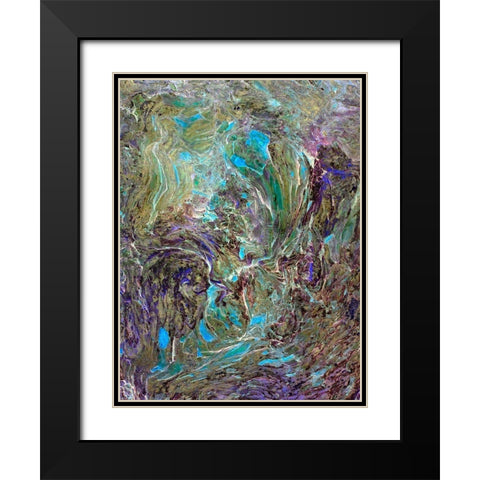 Turquoise Lava Black Modern Wood Framed Art Print with Double Matting by Grayscale