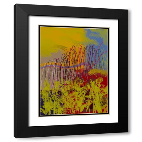 Floral Scribble I Black Modern Wood Framed Art Print with Double Matting by Grayscale