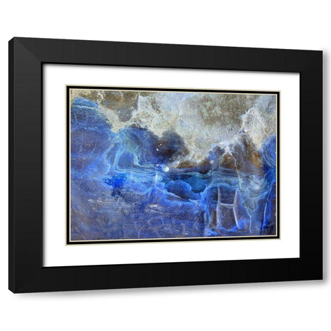 Blue Ribbons I Black Modern Wood Framed Art Print with Double Matting by Grayscale