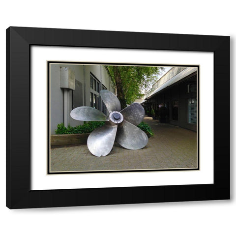 Fan Blade Black Modern Wood Framed Art Print with Double Matting by Grayscale