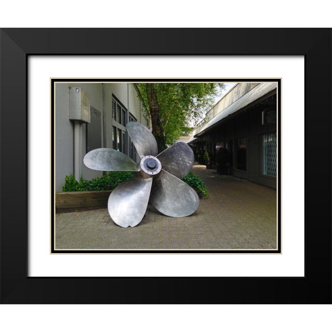 Fan Blade Black Modern Wood Framed Art Print with Double Matting by Grayscale