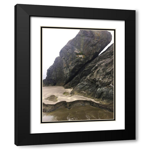 Haystack on Beach I Black Modern Wood Framed Art Print with Double Matting by Grayscale