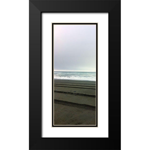 Beach Tracks II Black Modern Wood Framed Art Print with Double Matting by Grayscale