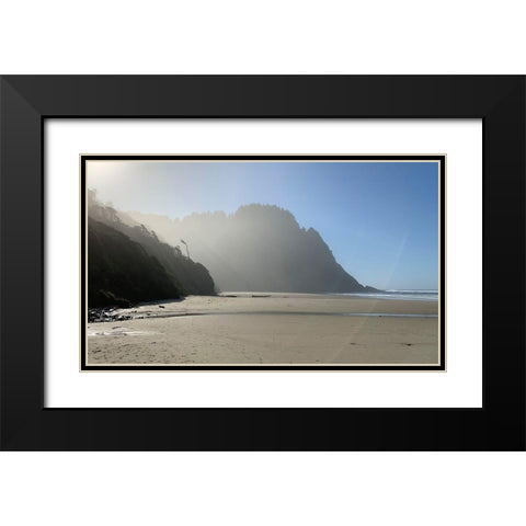 Foggy Beach I Black Modern Wood Framed Art Print with Double Matting by Grayscale