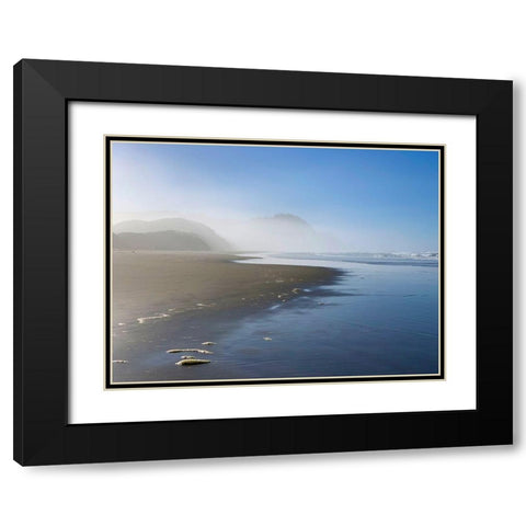 Foggy Beach II Black Modern Wood Framed Art Print with Double Matting by Grayscale