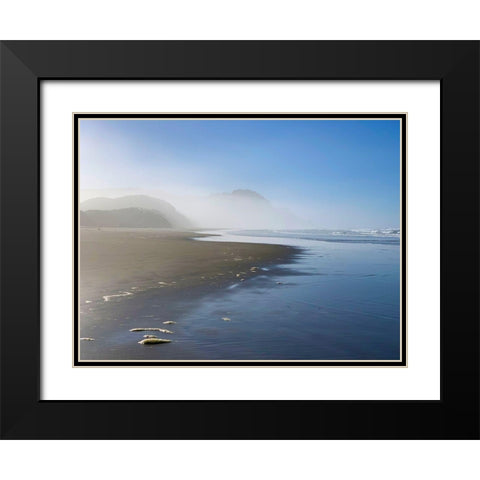 Foggy Beach II Black Modern Wood Framed Art Print with Double Matting by Grayscale