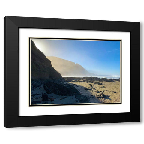 Foggy Beach III Black Modern Wood Framed Art Print with Double Matting by Grayscale