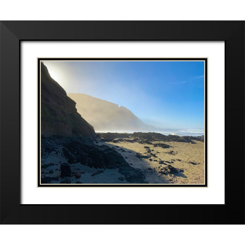 Foggy Beach III Black Modern Wood Framed Art Print with Double Matting by Grayscale