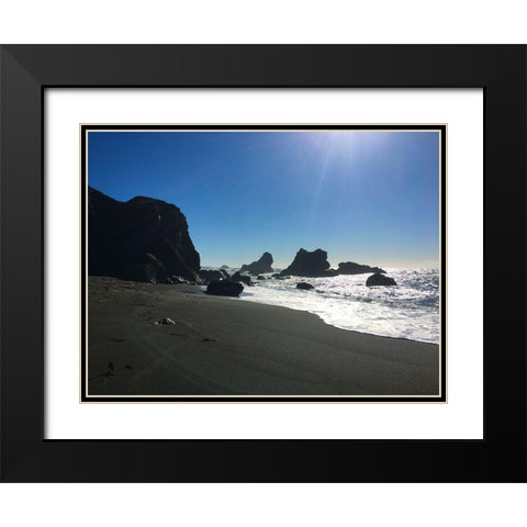 Sunny Beach I Black Modern Wood Framed Art Print with Double Matting by Grayscale