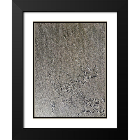 Sand Prints VII Black Modern Wood Framed Art Print with Double Matting by Grayscale