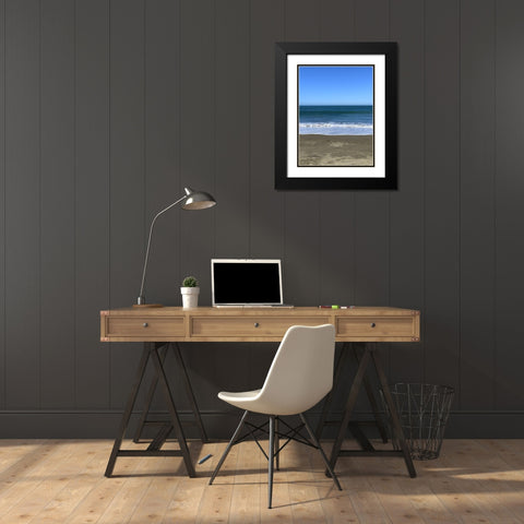 Blue Beach I Black Modern Wood Framed Art Print with Double Matting by Grayscale