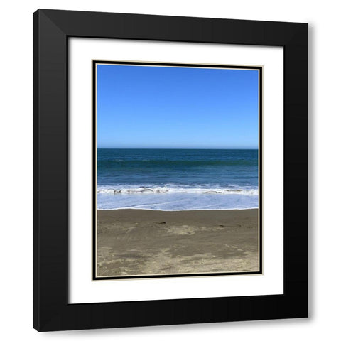 Blue Beach I Black Modern Wood Framed Art Print with Double Matting by Grayscale