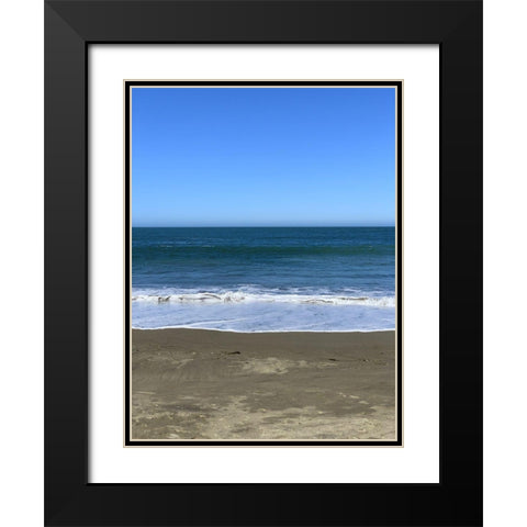 Blue Beach I Black Modern Wood Framed Art Print with Double Matting by Grayscale