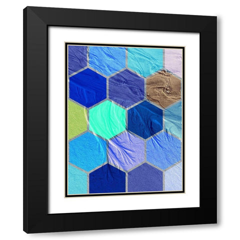 Hexagon Textures IV Black Modern Wood Framed Art Print with Double Matting by Grayscale