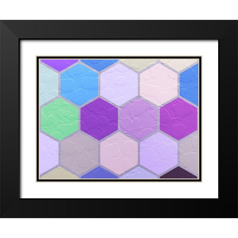 Hexagon Textures VIII Black Modern Wood Framed Art Print with Double Matting by Grayscale
