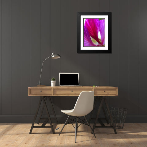 Pink Leaves II Black Modern Wood Framed Art Print with Double Matting by Grayscale