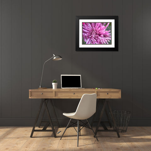 Pink Flowers I Black Modern Wood Framed Art Print with Double Matting by Grayscale