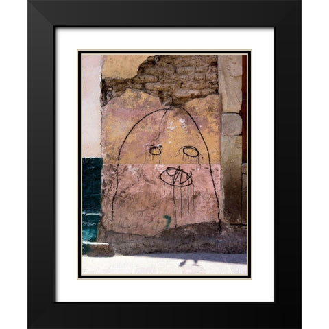 Wall Face I Black Modern Wood Framed Art Print with Double Matting by Grayscale