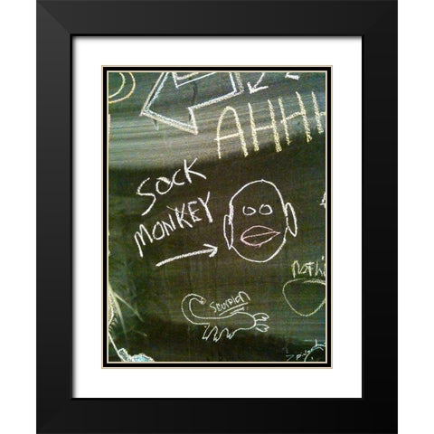 Sock Monkey Black Modern Wood Framed Art Print with Double Matting by Grayscale