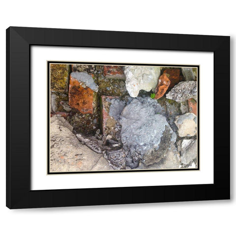 Old Brick Wall I Black Modern Wood Framed Art Print with Double Matting by Grayscale