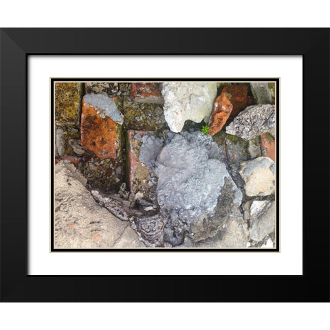 Old Brick Wall I Black Modern Wood Framed Art Print with Double Matting by Grayscale