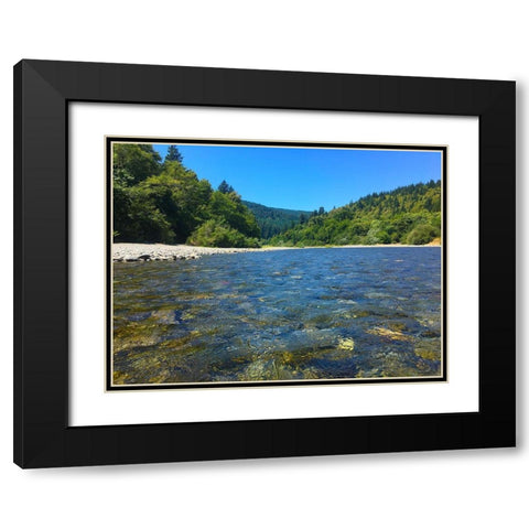 River View I Black Modern Wood Framed Art Print with Double Matting by Grayscale