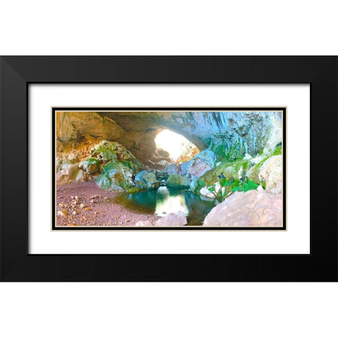 Natural Bridge I Black Modern Wood Framed Art Print with Double Matting by Grayscale