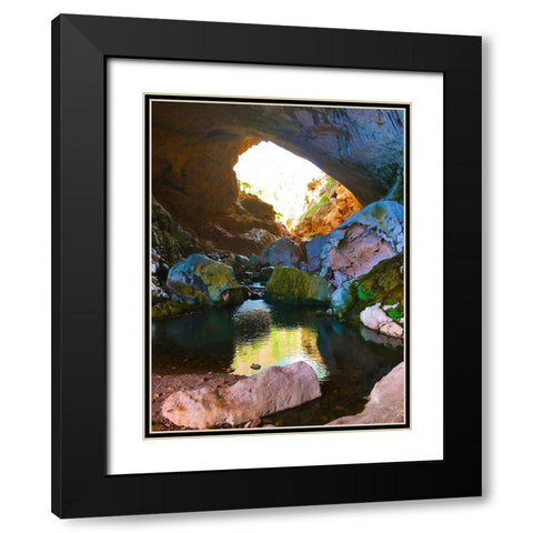 Natural Bridge II Black Modern Wood Framed Art Print with Double Matting by Grayscale